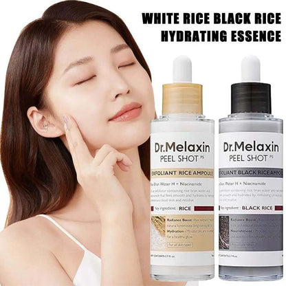 Korean Dr. Melaxin Rice Exfoliating Essence Peel Shot White and Black Soften Serum Moisturizing Gentle Exfoliation Skin Care